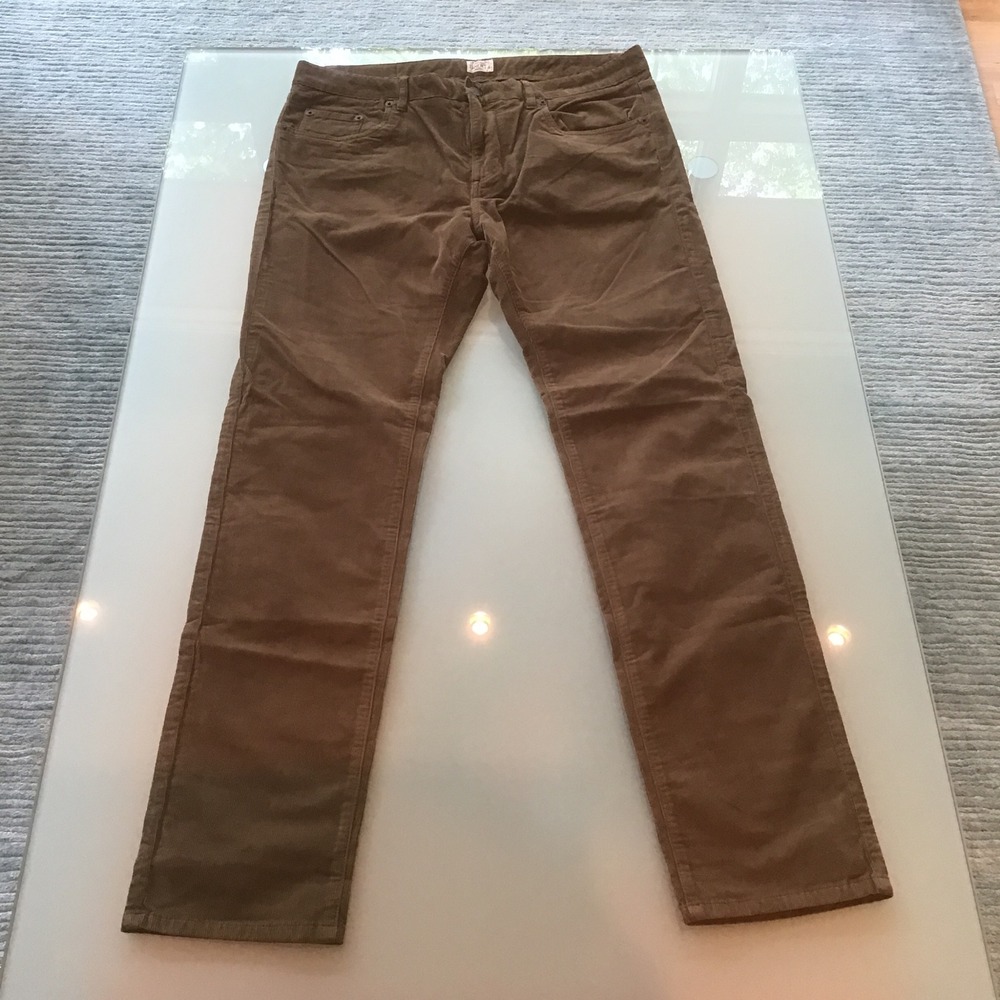 Faherty Brand Organic Cotton Brown Corduroy 5-Pocket Straight Leg Pants Size 33